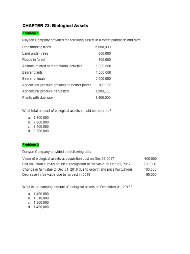 CHAPTER 23 Biological Assets Problem 1 PDF