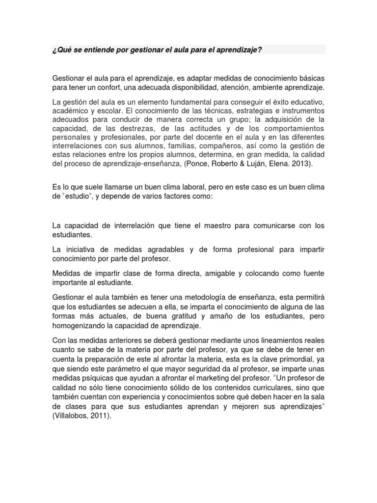 Estrategias para Gestionar el Aula | PDF | Salón de clases | Aprendizaje