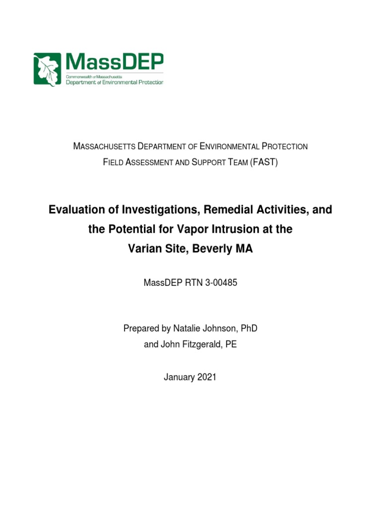 MassDEP Varian Site Report | PDF | Aquifer | Groundwater