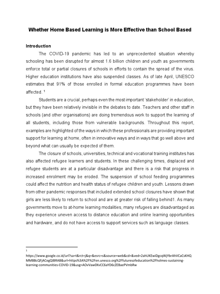 Home vs. School Learning Effectiveness | PDF