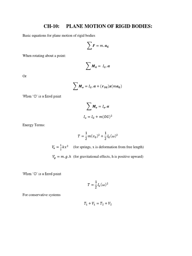 CH-10 Plane Motion of Rigid Bodies 2 | PDF | Geometric Measurement ...