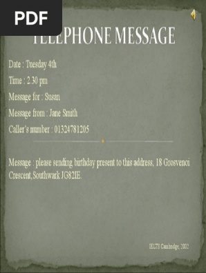 TELEPHONE MESSAGE