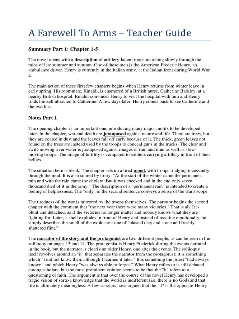 Appendix 4 5tv A Farewell To Arms Teacher Guide Pdf