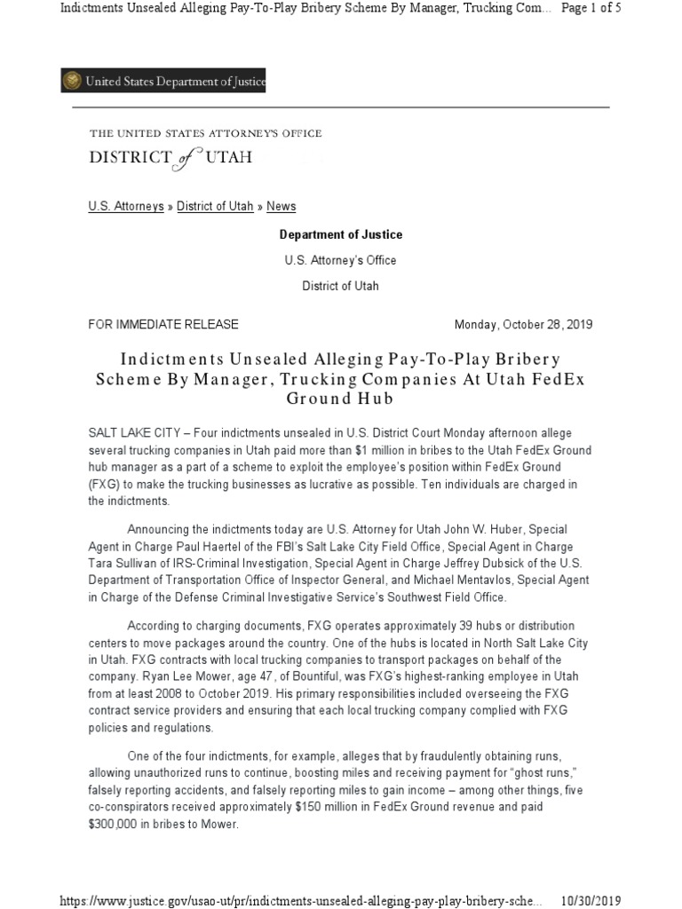 Indictments Unsealed Allegin | Download Free PDF | Bribery | Conspiracy ...