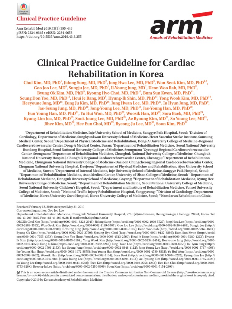 Clinical Practice Guideline For Cardiac Rehabilitation in Korea | PDF ...