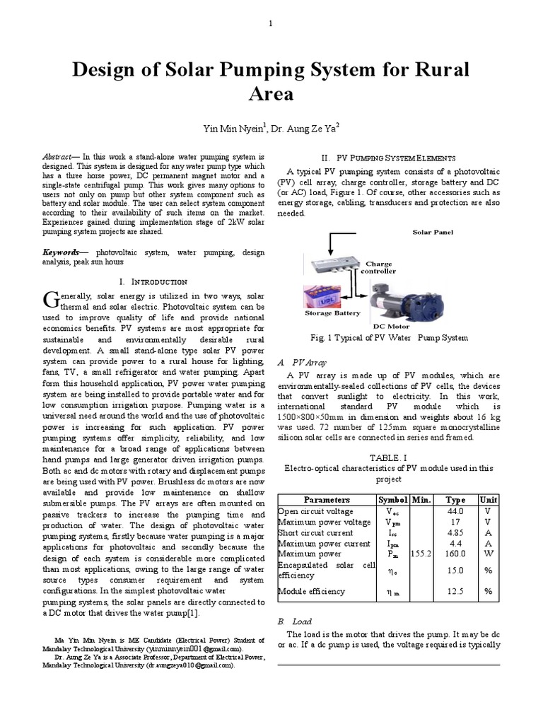 Solar Water Pumping System Design | PDF