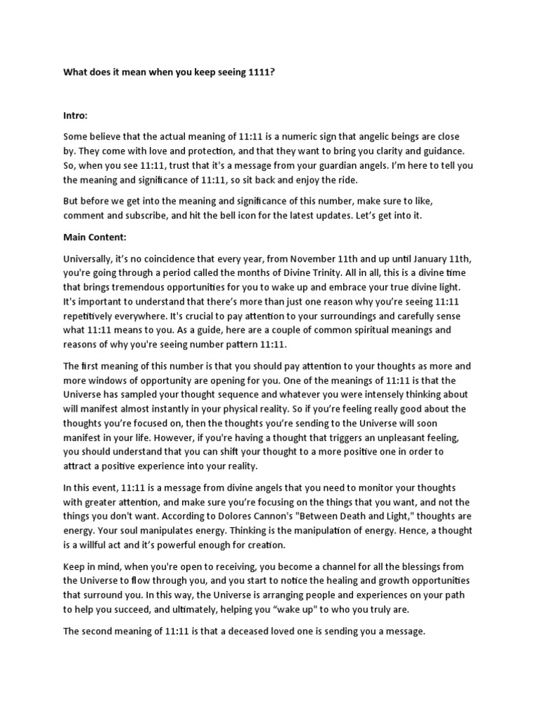 What Does It Mean When You Keep Seeing 1111 PDF