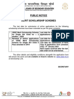 Public Notice Merit Scholarship Schemes: WWW - Cbse.nic - in