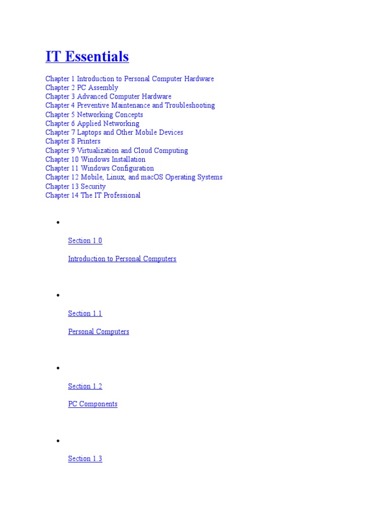 IT Essentials | PDF | Computer Network | Operating System