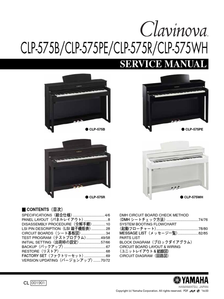 Instrukciya Yamaha Clp 575b Clp 575pe Clp 575r Clp 575wh Sm Pdf Electronics