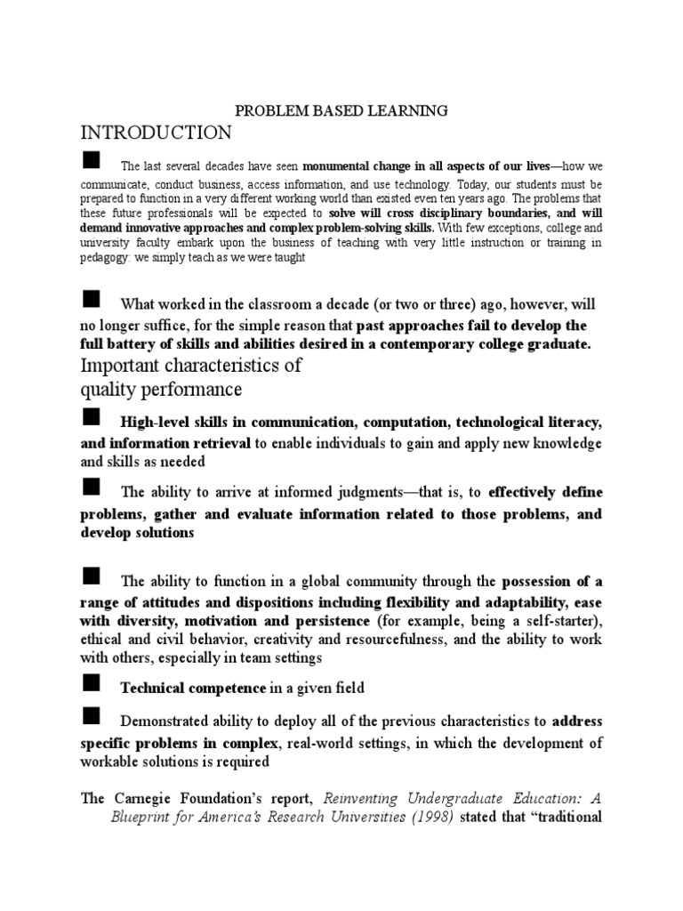 Problem Based Learning | PDF | Curriculum | Educational Psychology