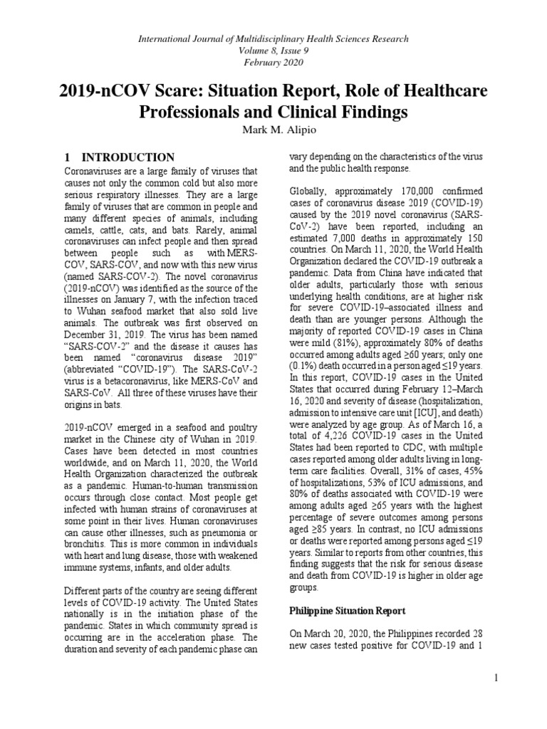 2019-NCOV Scare Situation Report Role of | PDF | Chronic Condition ...