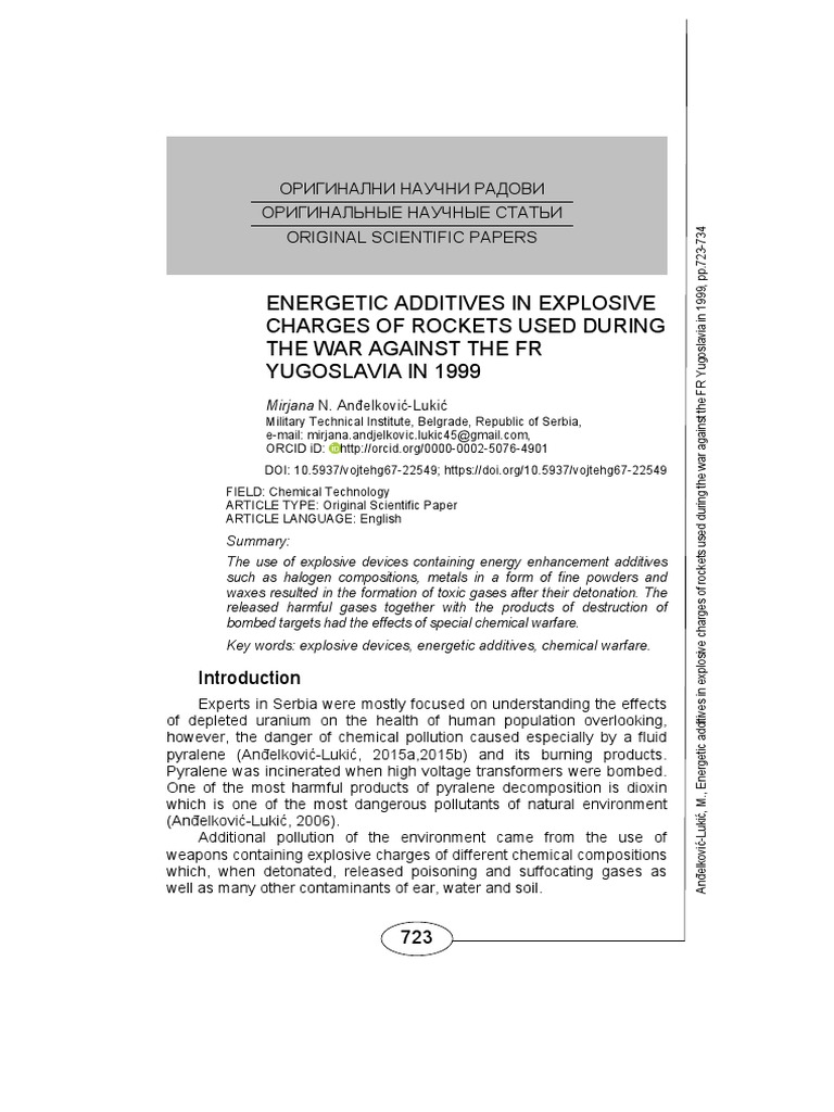 Energetic Additives in Explosive Charges of Rocket | PDF | Chlorine ...