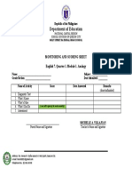 Department of Education: Monitoring and Scoring Sheet English 7. Quarter 1. Module 1. Analogy