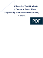 Placement Record of Post Graduate Diploma Course in Power Plant Engineering 2018