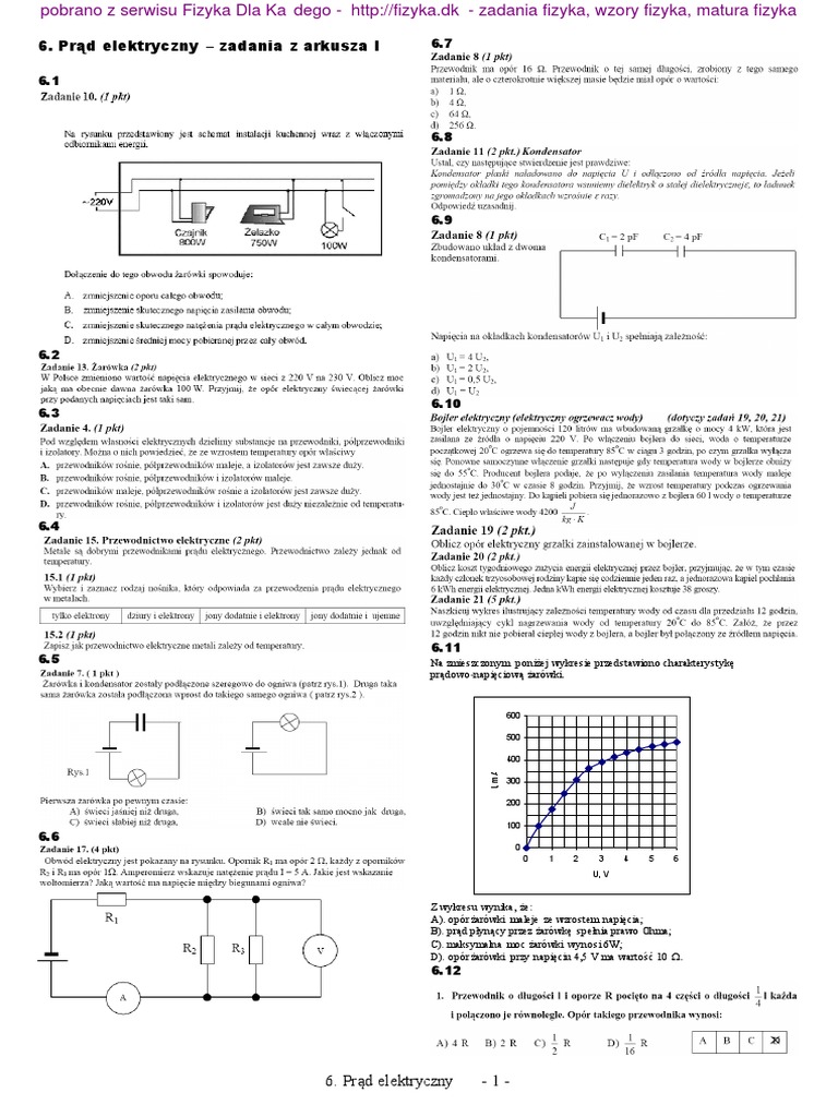 Test Fizyka Klasa 8 Prąd Elektryczny Pdf
