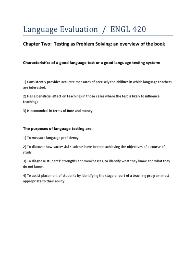 Testing as Problem Solving Goals | PDF | Career & Growth