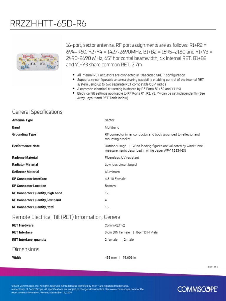 RRZZHHTT-65D-R6 Product Specifications | PDF | Broadcast Engineering ...