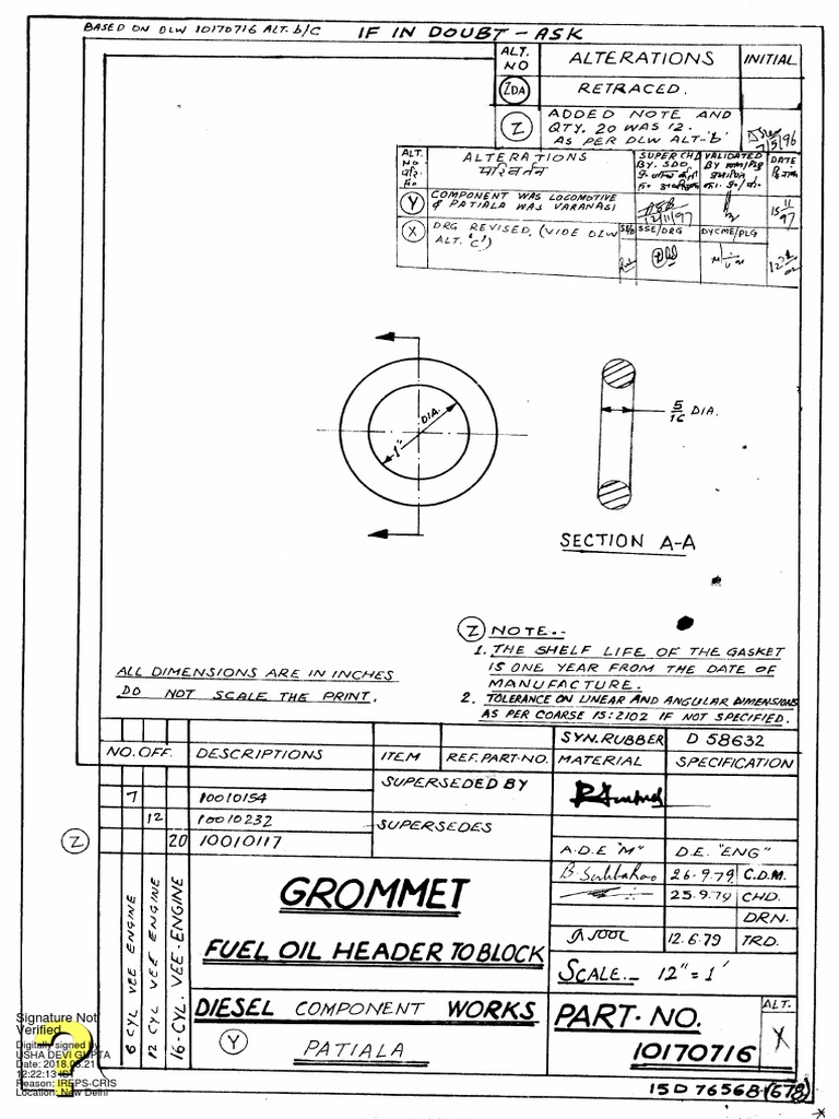 Grommet Fuel Oil Header To Block - 10170716-X | PDF