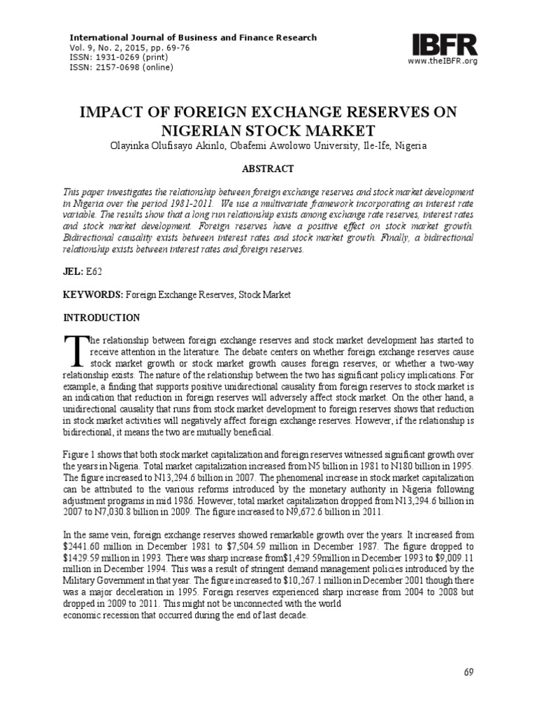 Impact of Foreign Exchange Reserves On Nigerian Stock Market | PDF ...