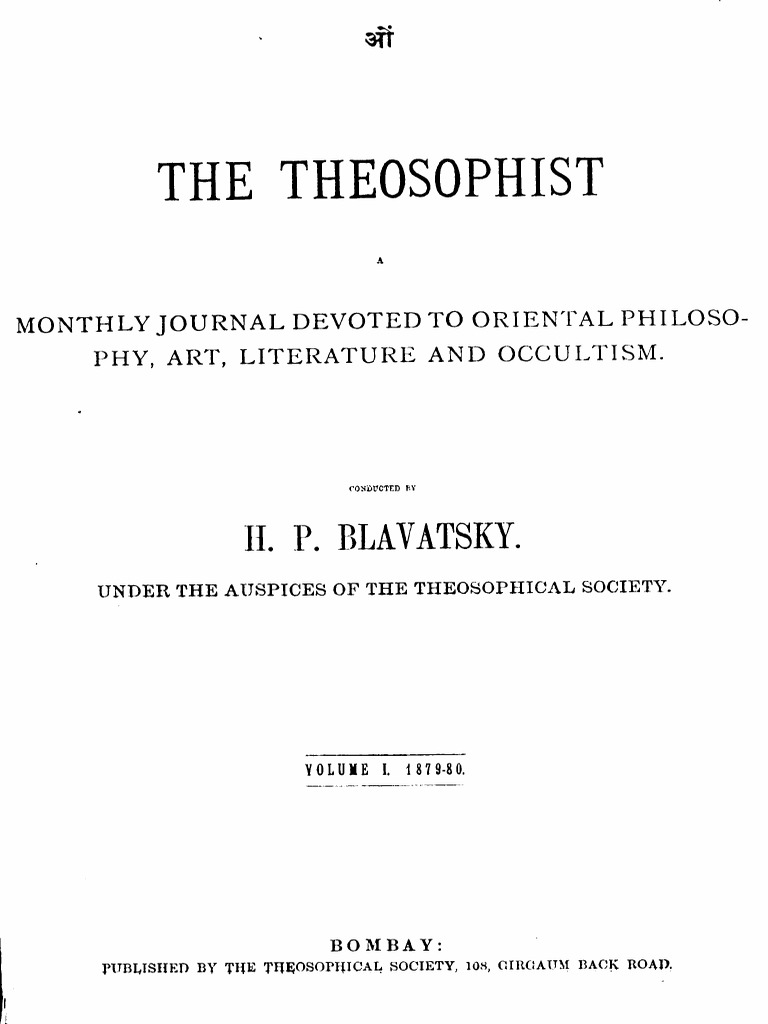 The Theosophist Volume 01 Oct 1879 Sep 10 Theosophy Supernatural