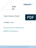 Mark Scheme (Final) : Pearson Edexcel IAL Mathematics (WME01/01) Mechanics 1