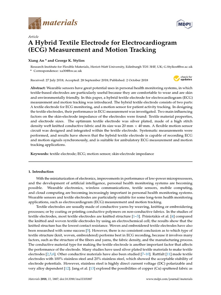 19 A Hybrid Textile Electrode For Electrocardiogram (ECG) Measurement and Motion Tracking PDF