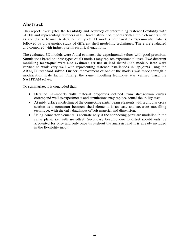 Fastener Flexibility Modeling with 3D FE | PDF | Finite Element Method ...
