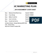 Strategic Marketing Plan: Semester 1, 2019 Assignment Cover Sheet