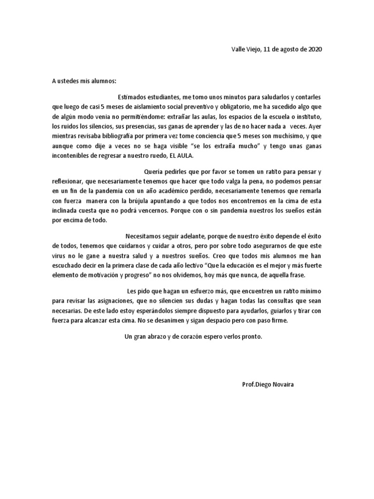 Carta A Los Estudiantes | PDF | Relaciones personales, crianza y