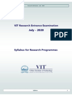 July - 2020: VIT Research Entrance Examination