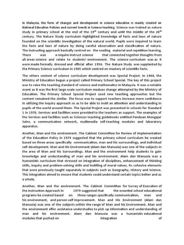 In Malaysia | PDF | Science Education | Curriculum