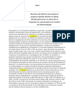 Resumen Del Informe Que Analiza El Progreso Logrado Durante La Última Década para Poner en Ejecución El Programa 21