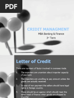 Cridit Managment: MBA Banking & Finance 3 Term