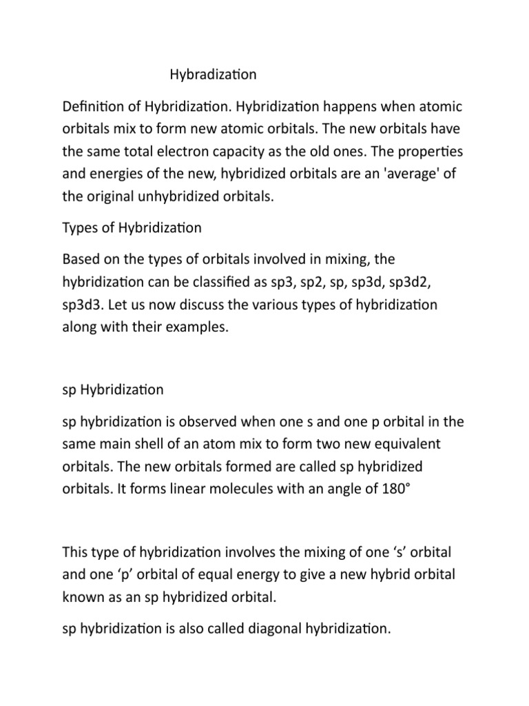 Hybradization Pdf Molecular Orbital Chemical Physics