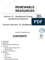 (EN-423) RENEWABLE Energy Resources: Lecture 12 - Geothermal Energy (Geothermal Systems)