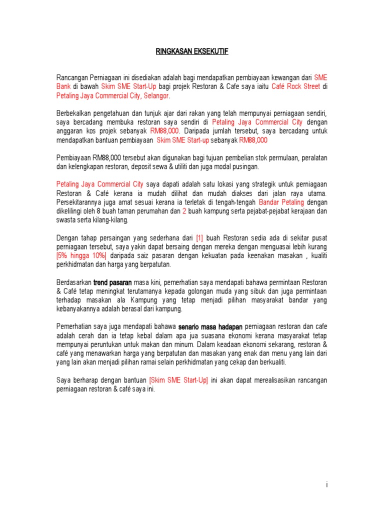 Rp Restoran Ringkasan Eksekutif Pdf