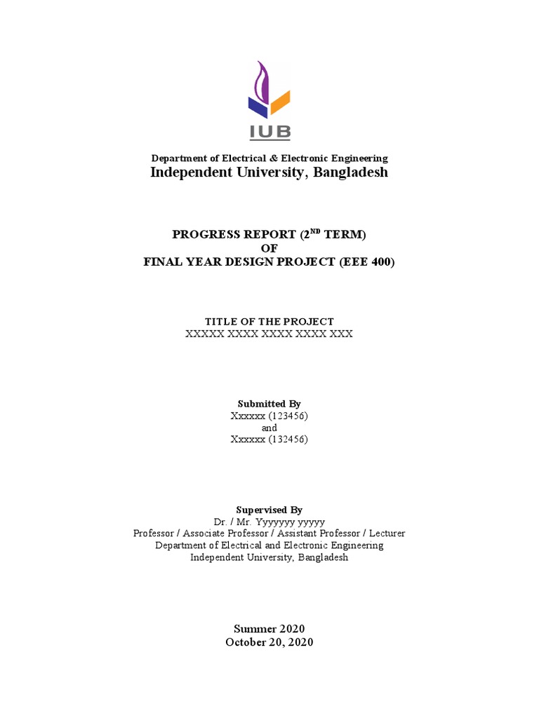 EEE Final Year Project Progress Report | PDF