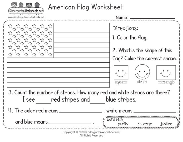 American flag worksheet pdf