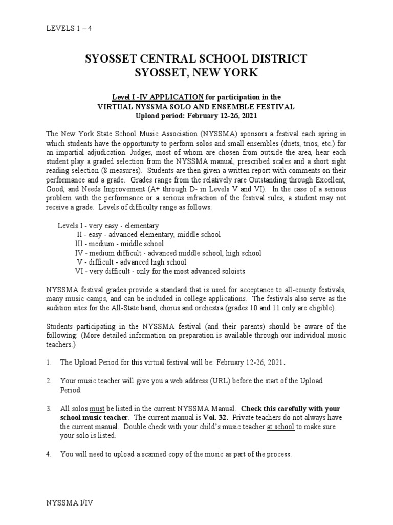 Syosset Central School District Syosset, New York PDF Entertainment