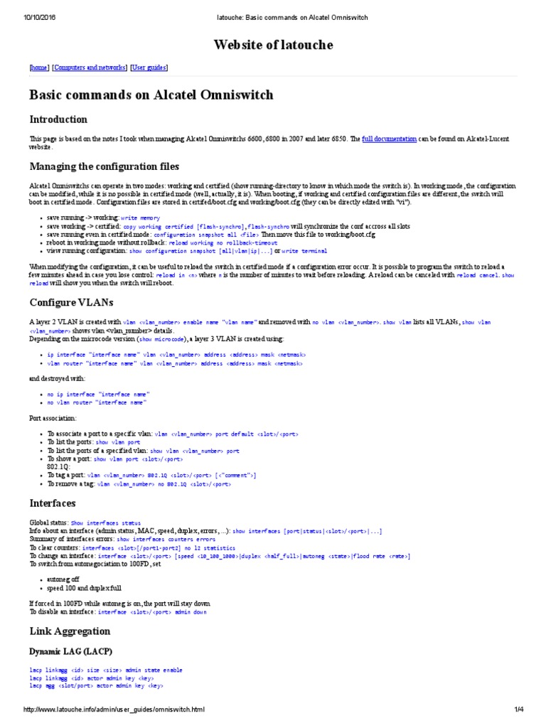 Alcatel Omniswitch Command Guide | PDF | Ip Address | Information Age
