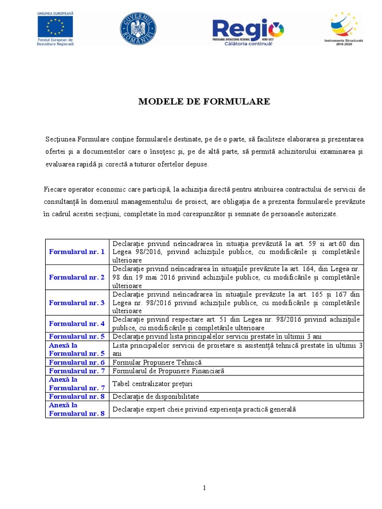 Modele de Formulare 58.01 - Servicii de Proiectare | PDF
