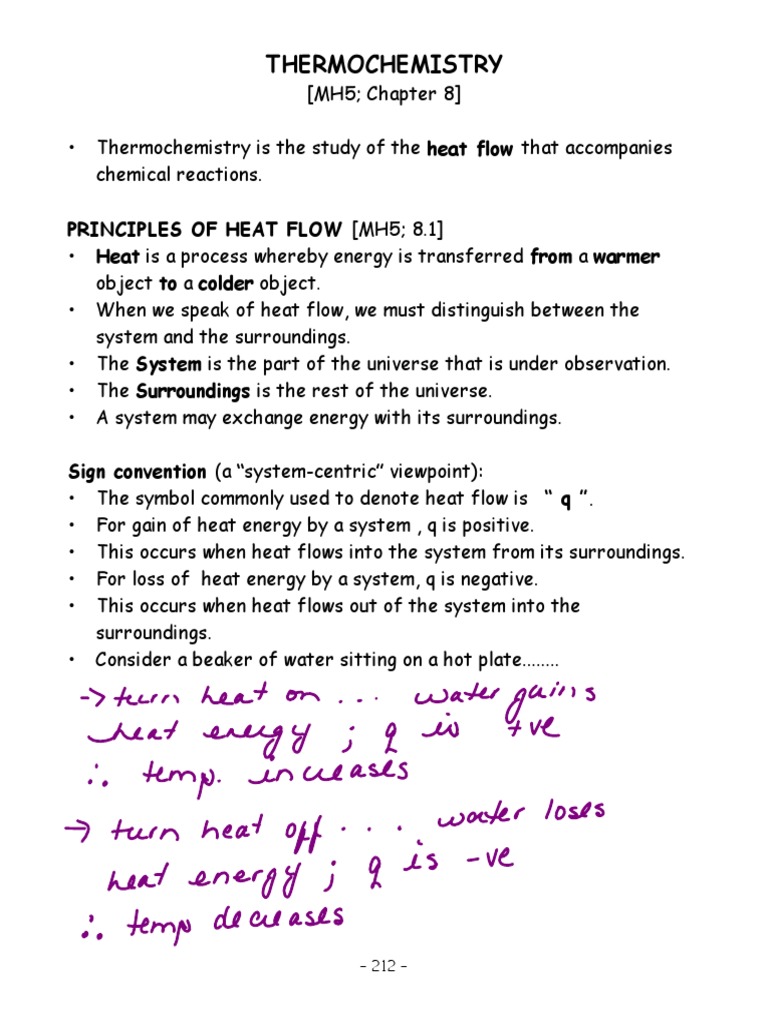 Thermochemistry: Principles of Heat Flow (Mh5 8.1) | PDF | Calorie ...