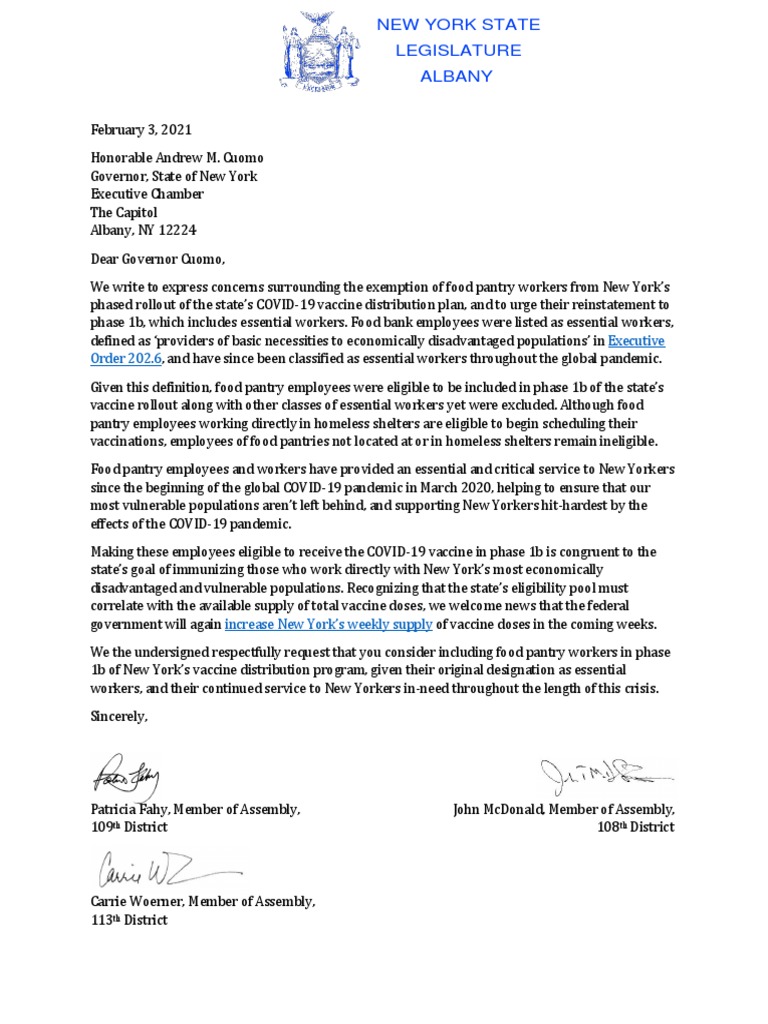 Food Pantry Workers Eligibility Letter Phase 1b PDF Food Bank