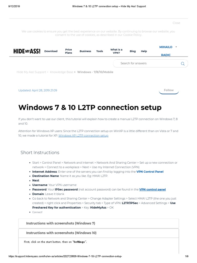 HMA Windows 10 Configuration PDF