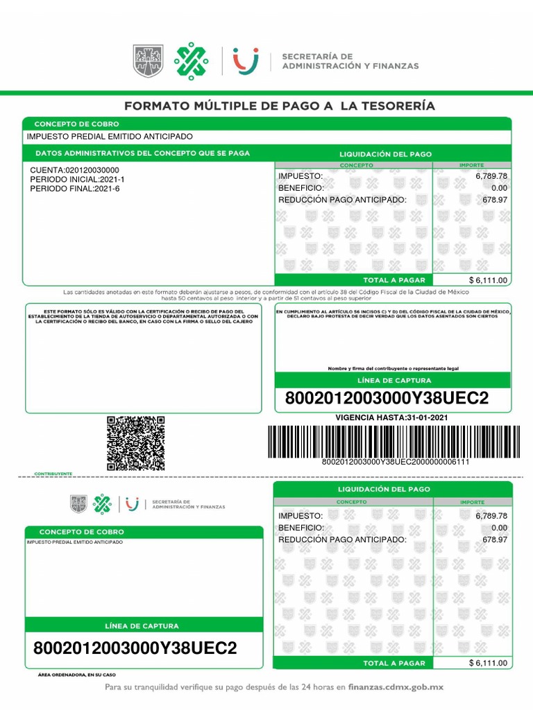 Formato Múltiple de Pago de La Tesorería 20211 PDF