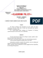 Classroom Policy - : Grade 9 - Quirino