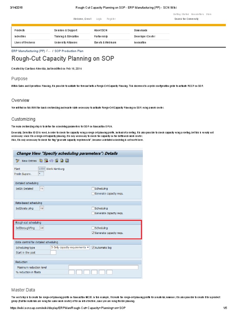 Rough Cut Capacity Planning On SOP: Purpose | PDF