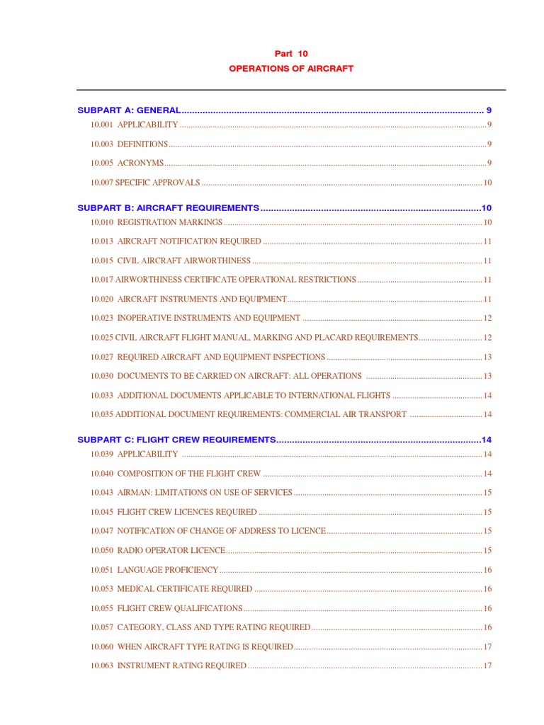 Aircraft Operations Regulations Guide | PDF | Instrument Flight Rules ...