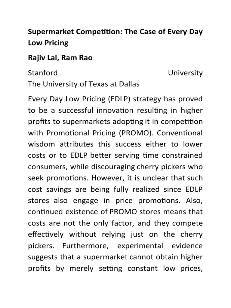 EDLP vs. PROMO: Supermarket Strategies | PDF | Retail | Prices